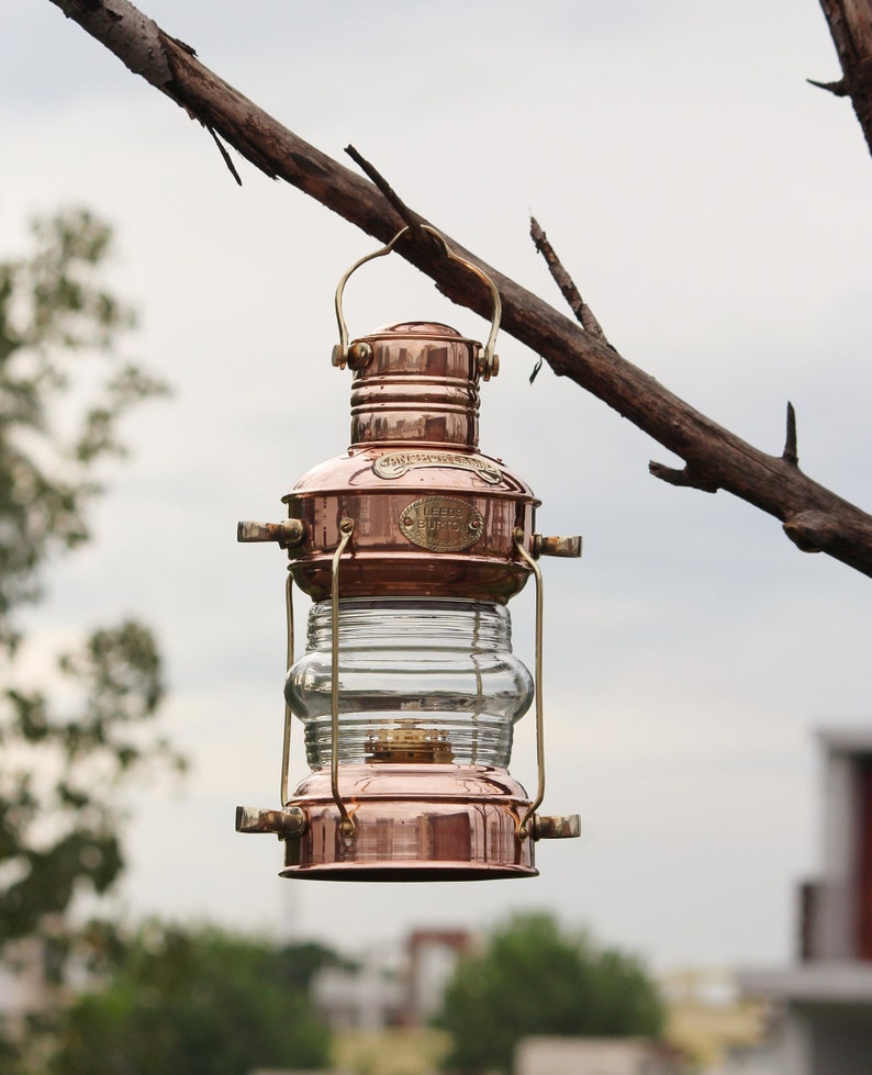 Antique Brass Copper Oil Lanter/Lamp, Nautical Brass Oil Burner Antique Boat Lantern, Marine Oil Lantern/Lamp Copper Lamp Home Decorative image 6