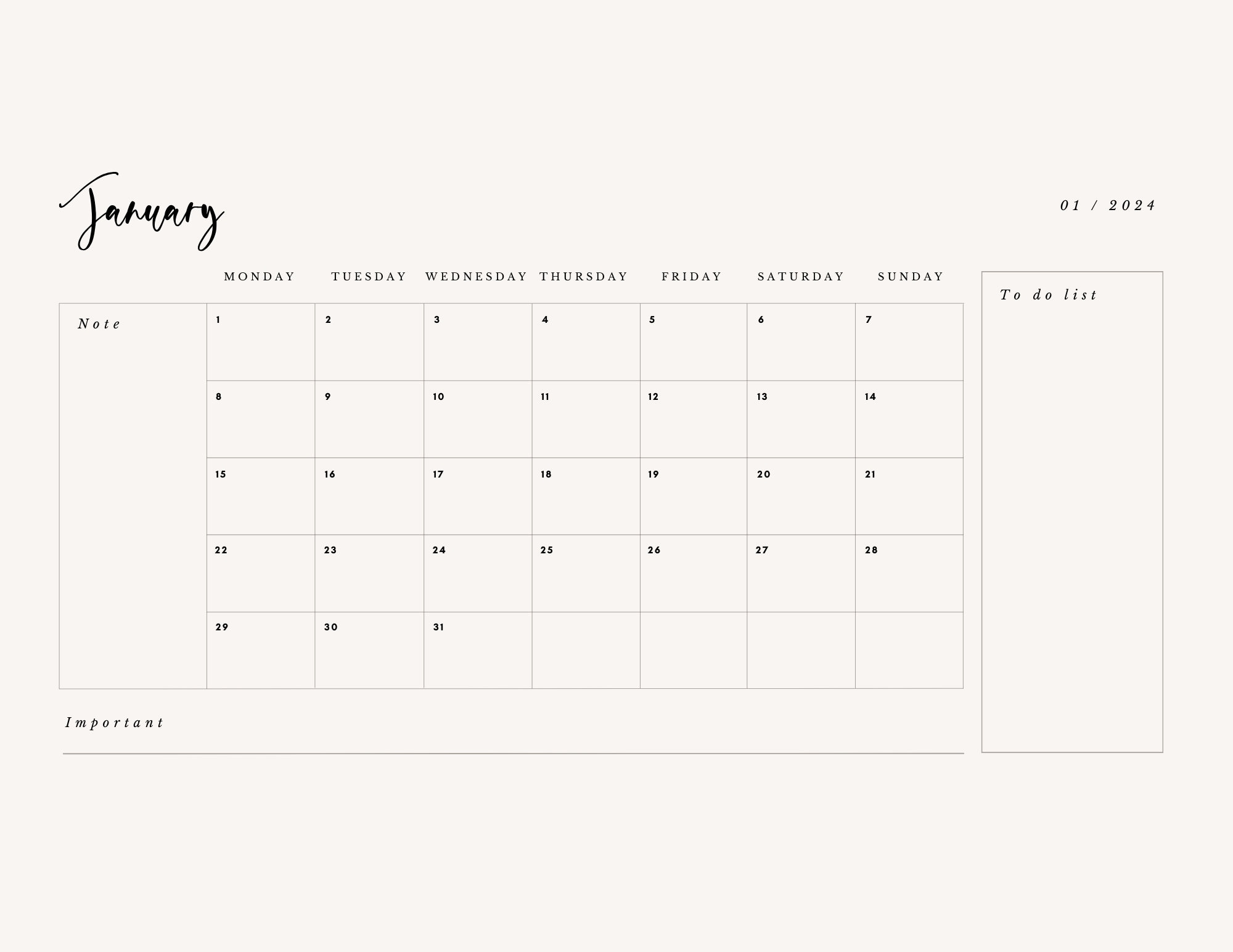 monthly-calendar-printable-2024-simple-calendar-printable-etsy-uk
