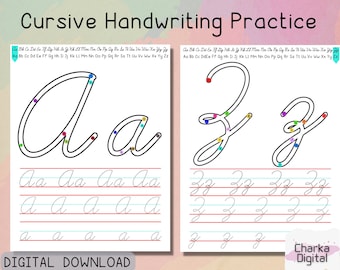 Cursive Handwriting Worksheets, Cursive Alphabet Letters Tracing, Printable Alphabet Worksheets, Learn Cursive