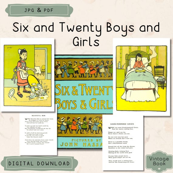 ヴィンテージ「26歳と20歳の男の子と女の子」の子供向けの本、印刷可能