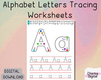 Printable Alphabet Letters Tracing Worksheets, Handwritting Practice Pages, Dotted Alphabet, Trace the Letter, Preschool-KDG Phonics