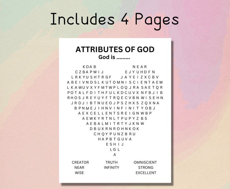 Printable Attributes of God Word Search Puzzle, Names of God for Kids ...