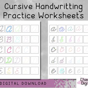 Printable Cursive Alphabet Handwritting Practice Worksheets, Learn Cursive Letters, Cursive Uppercase and Lowercase Letters Tracing Pages