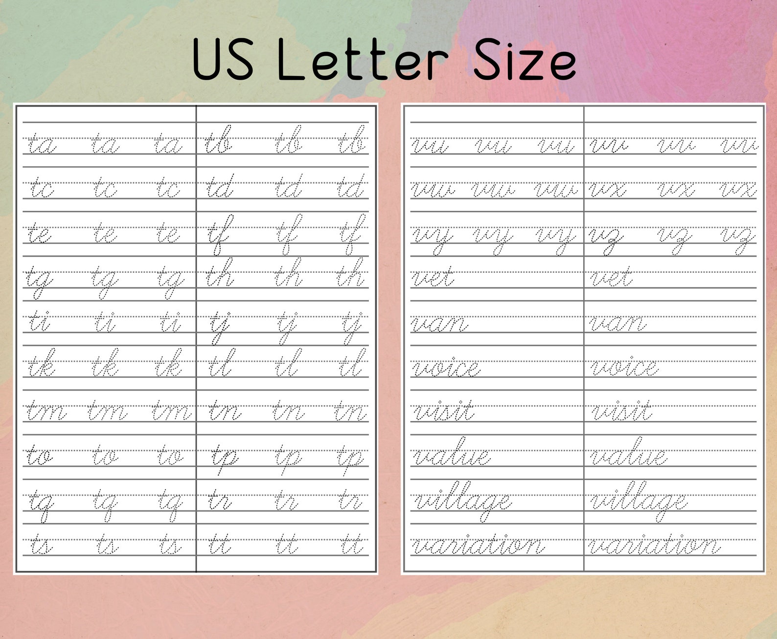 Printable Cursive Alphabet Worksheets, Handwritting Practice Pages, How