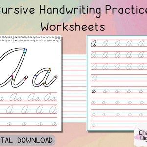 Cursive Handwriting Practice Worksheets, Cursive Alphabet Letters Tracing, Learn Cursive, Printable Alphabet Worksheets, Trace the Letter