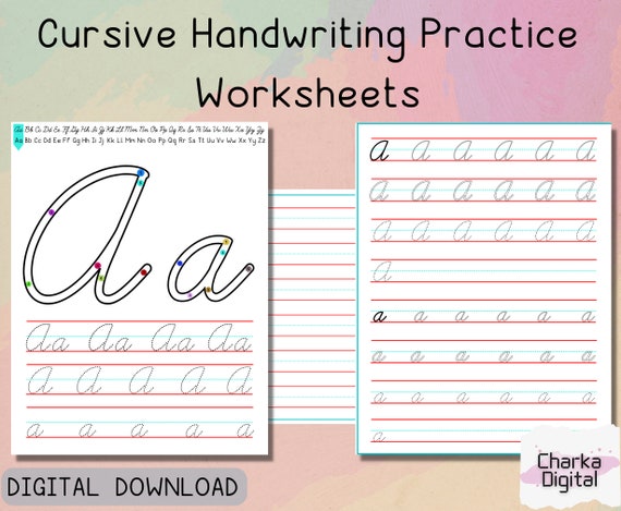 Cursive Handwriting Practice Worksheets for Kids, Printable