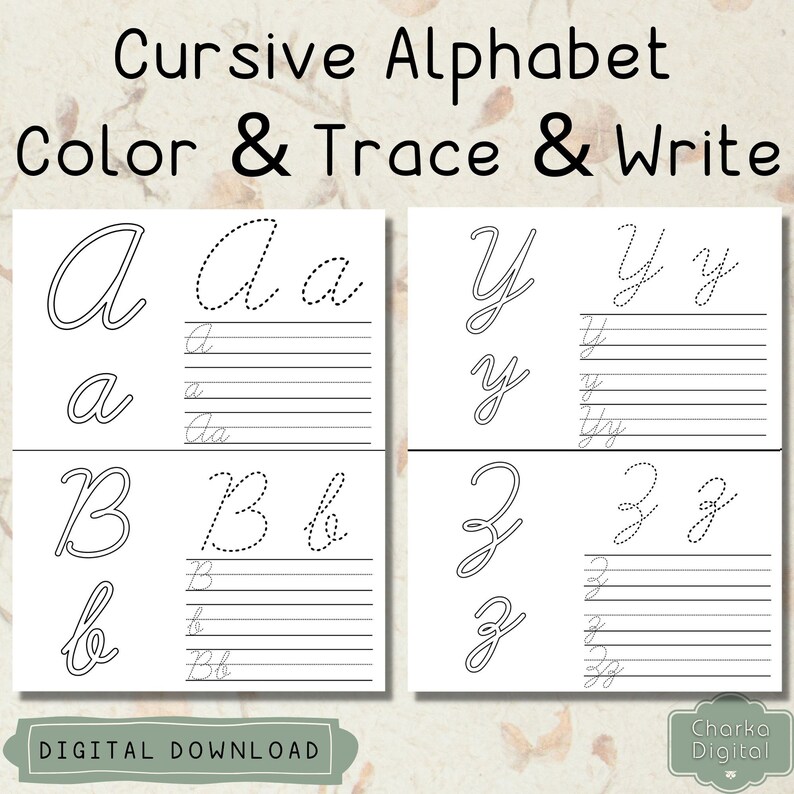 Printable Color and Trace and Write Cursive Alphabet Worksheets ...