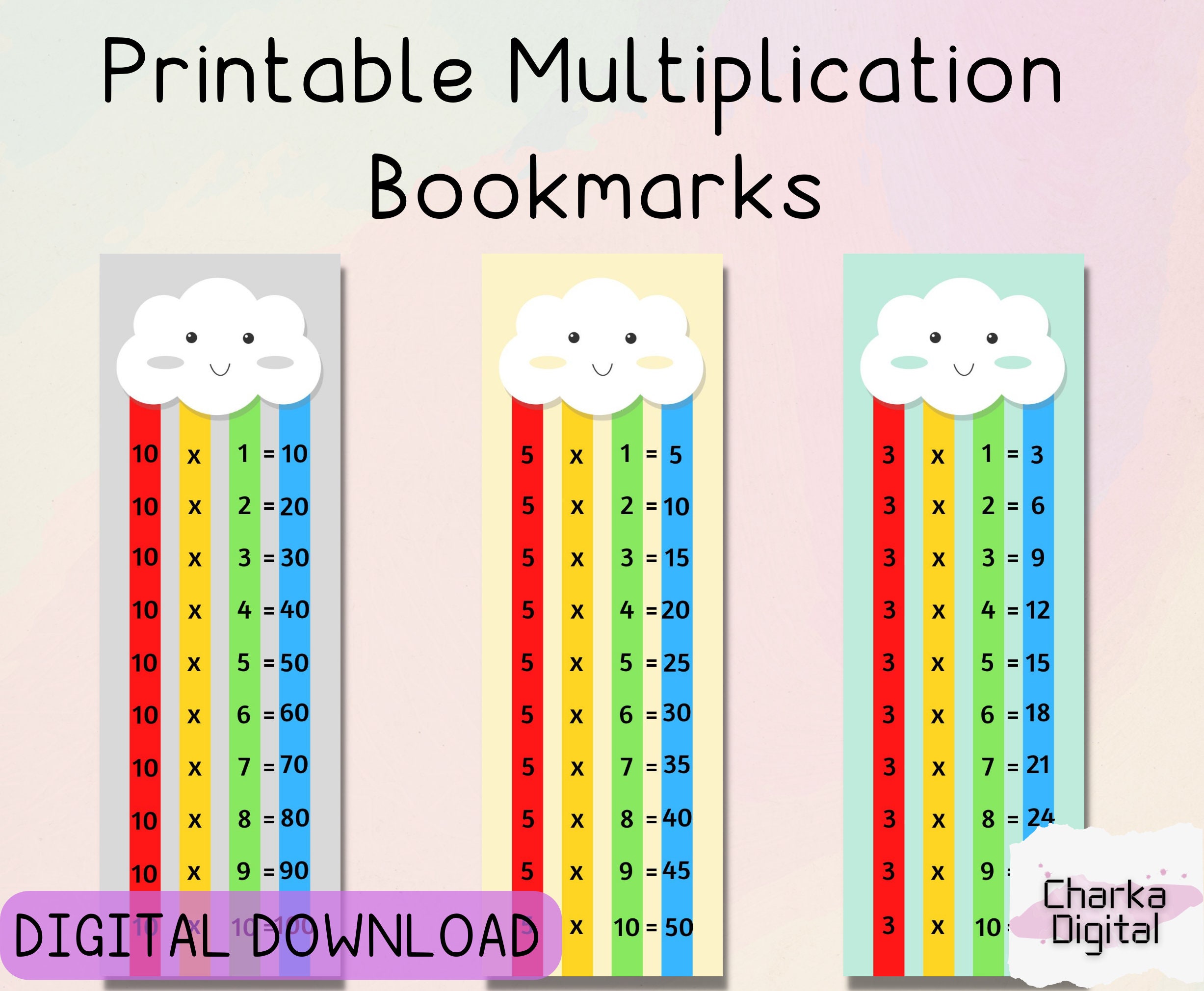 Printable Multiplication Table Bookmarks, 1 to 10 Times Table Chart