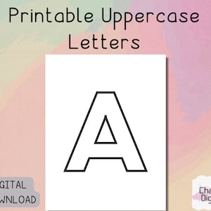 Printable Uppercase Letters, Capital Letters, Digital Alphabet Letters, 26 Pages