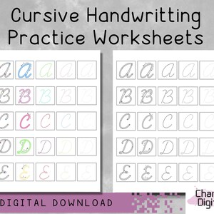Printable Cursive Alphabet Handwritting Practice Worksheets, Cursive Uppercase and Lowercase Letters Tracing Pages, Learn Cursive Letters