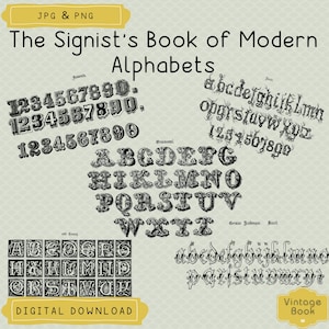 1906 Vintage Lettering Book Transparent PNG/JPG Bundle, Gothic and Medieval Fonts, Antique Ornamental Alphabet Clip Art Pack, Commercial Use