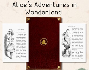 Vintage &#39;Alice&#39;s Adventures in Wonderland&#39; Children&#39;s Book, Digital Illustrated Book, Fantasy Literature, Antique Book, Commercial Use