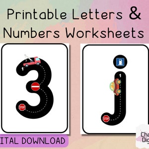 Printable Alphabet and Numbers Tracing Worksheets, Handwritting Practice Sheets, Educational Play Mat, Toddler Activities