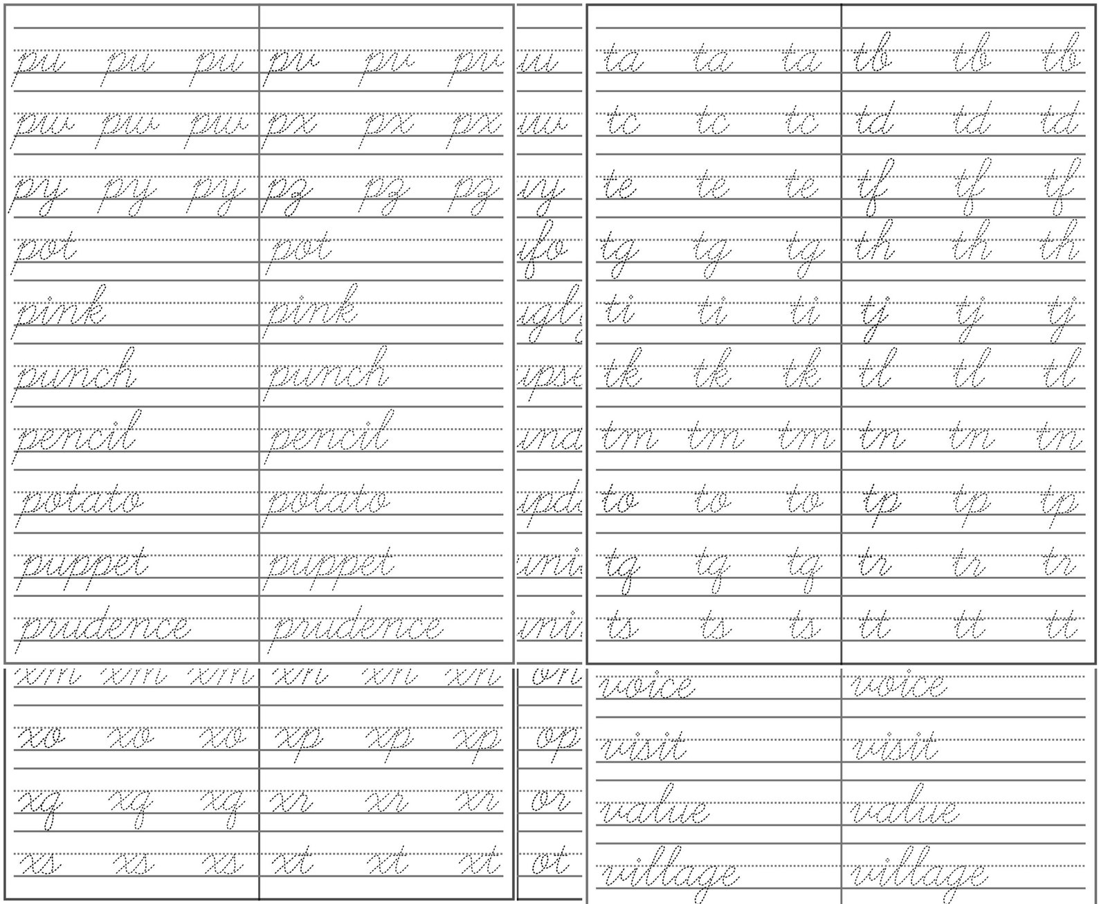 Printable Cursive Alphabet Worksheets Handwritting Practice - Etsy