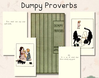Dumpy Proverbs Vintage Children&#39;s Book, Proverbs for Kids, Printable Illustrated Antique Book, Nursery Books, Commercial Use