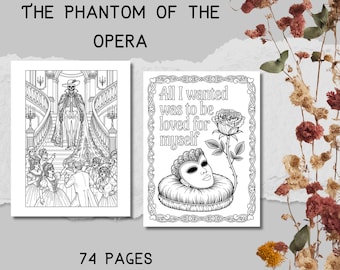 The Phantom of the Opera Digital Coloring Book, 37 Gothic Adult Coloring Pages, Printable PDF & JPG, Victorian Horror, Dark Academia Gift