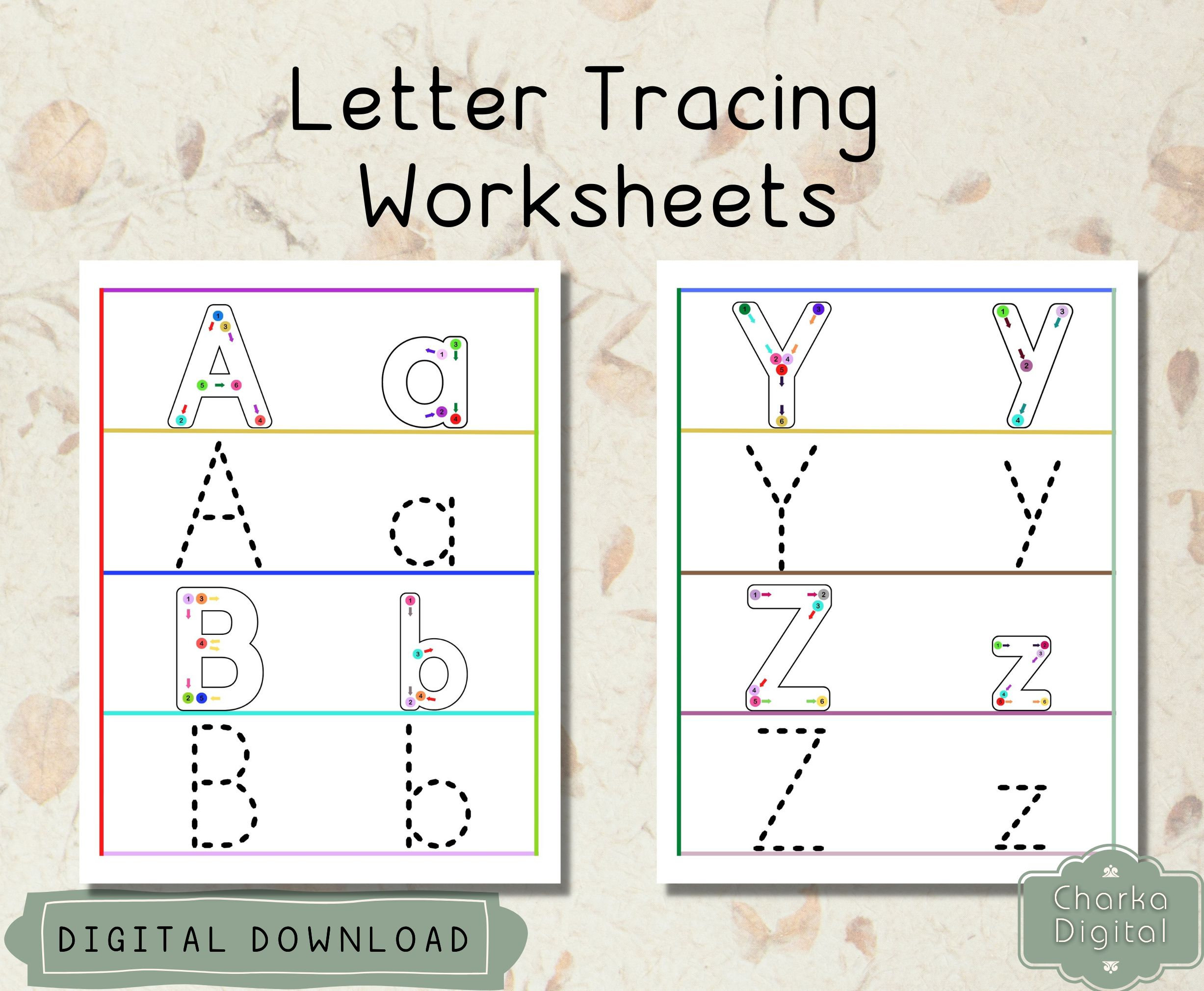 Printable Alphabet Letter Tracing Worksheets, Handwritting Practice ...
