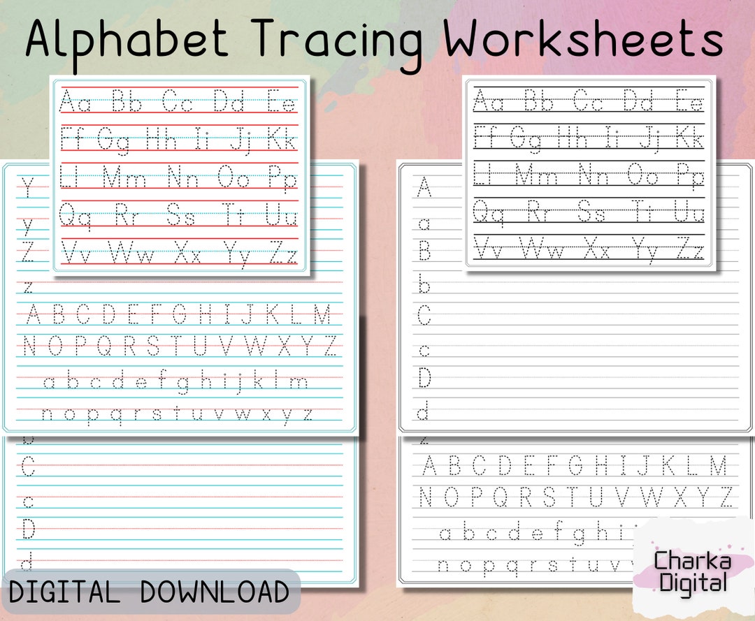 Printable Alphabet Letters Tracing Pages, Handwritting Practice Sheets ...