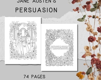 Persuasion Digital Coloring Book, 74 Pages PDF&JPG, Jane Austen 1817 Quotes, Maritime Regency Art, Procreate Compatible, Literary Collection