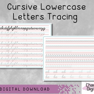 Printable Cursive Alphabet Tracing Pages, Handwritting Practice Worksheets, Trace the Letter, Learn Cursive, Cursive Writing