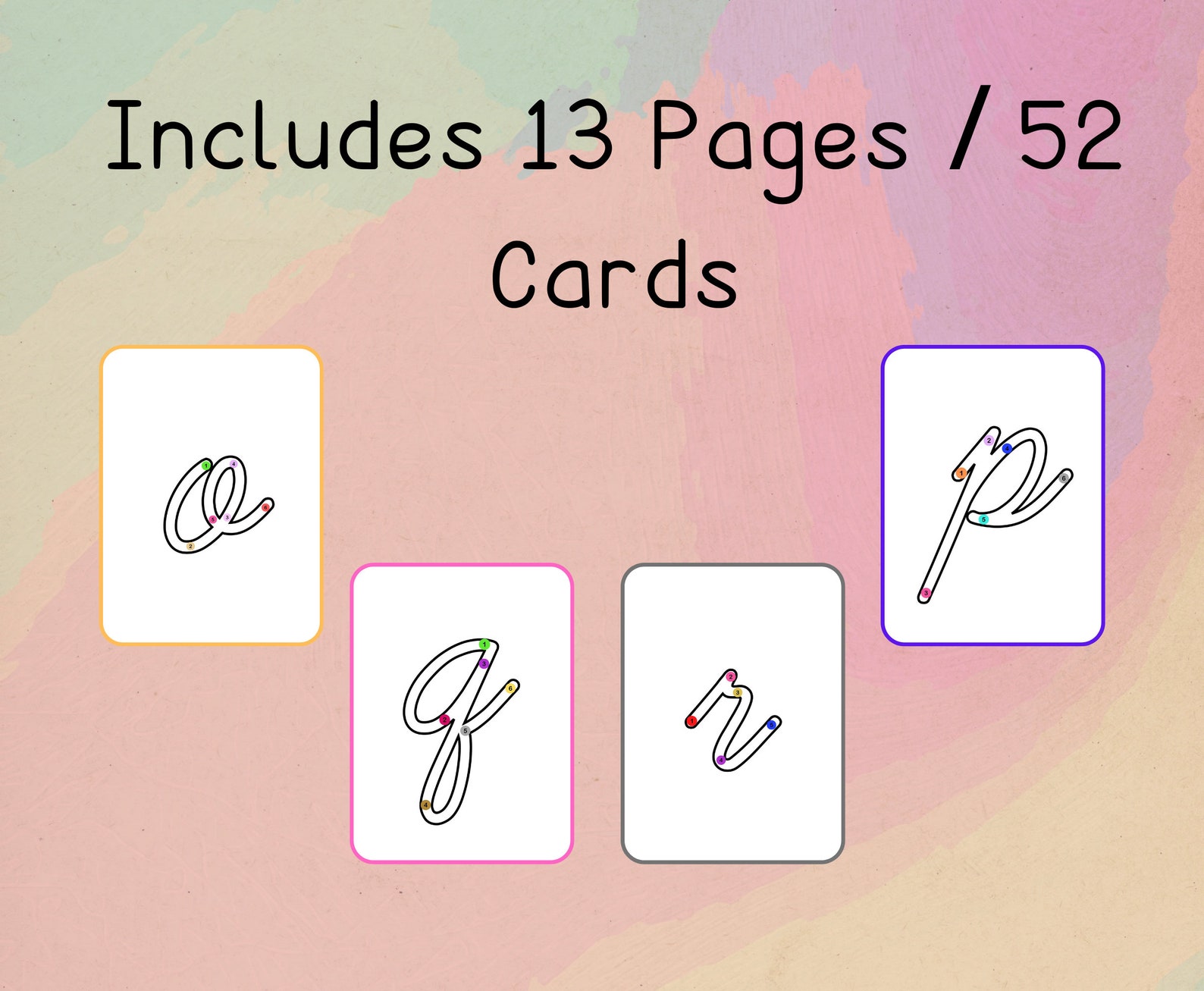 Printable Cursive Alphabet Flashcards, Handwritting Practice Cards