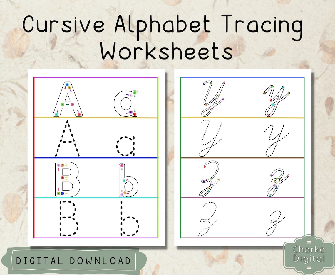 Printable Cursive Alphabet Upper and Lowercase Letters Tracing ...