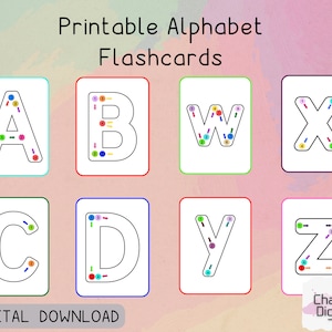 Printable Alphabet Flashcards, Handwritting Practice Cards, Alphabet Letters Tracing, Educational Flashcards, Homeschool Printable