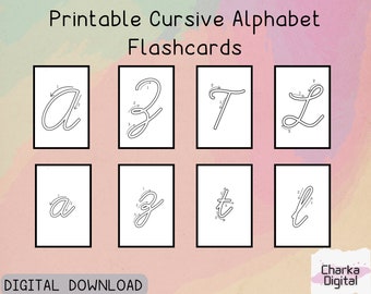 Cursive Alphabet Matching Flashcards, Printable Cursive Letters Tracing Cards, Handwritting Practice, Uppercase and Lowercase Match