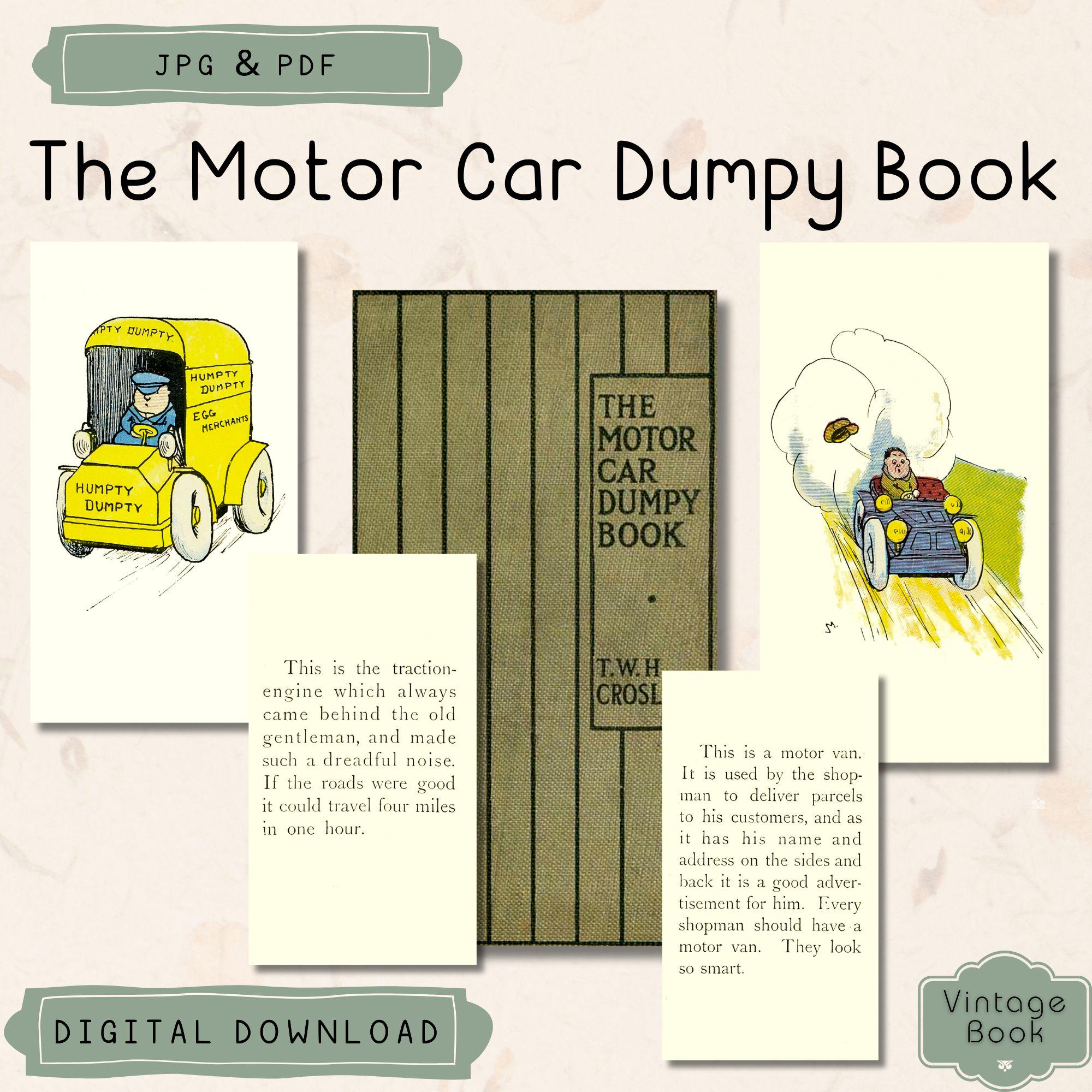 Vintage 1904 'The Motor Car Dumpy Book' Children's Book, Printable Automobile Drawings for Children, Book for Collectors, Commercial Use