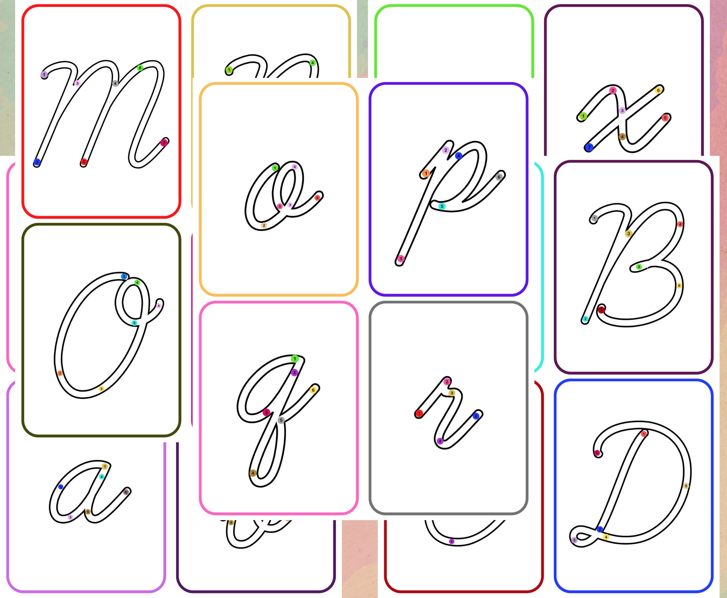 Printable Cursive Alphabet Flashcards, Handwritting Practice Cards