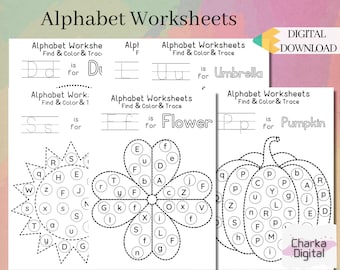 Printable Alphabet Worksheets, Find the Letter ABC Activities, Phonics Practise, Preschool-Kindergarten Handwriting, Dab the Letter,