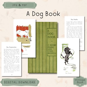 Libro infantil ilustrado &quot;A Dog Book&quot; de 1902, dibujos de razas de perros para imprimir, libro antiguo, libro coleccionable, uso comercial