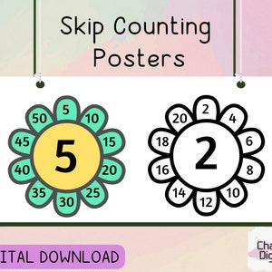 Printable Skip Counting Posters, Multiplication Activity, Classroom Decor, Educational Math Posters, Early Math Skills
