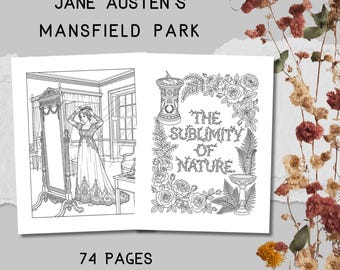 Mansfield Park Coloring Book | Jane Austen Literary Art for Adults | Procreate & Printable PDF, 74 Pages