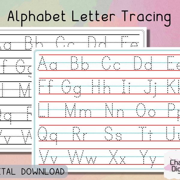 Alphabet Letters Tracing Page, Handwriting Practice, Preschool Worksheets, Dotted Alphabet, Homeschool Printable