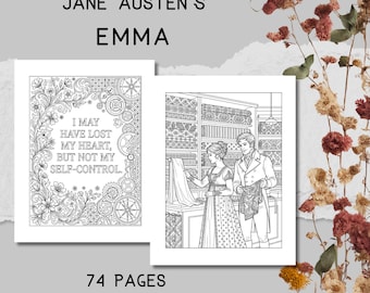 Emma Digital Coloring Book, 74 Pages PDF & JPG, Jane Austen 1815 Quotes, Regency Matchmaking Art, Procreate Compatible, Literary Collection