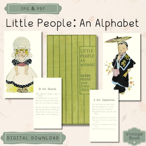 Little People: An Alphabet, Vintage 1901 Children&#39;s Book, Printable Illustrated Alphabet Book, Alphabet Rhymes, Commercial Use