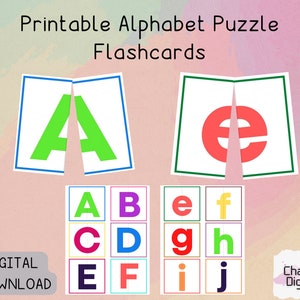 Tarjetas de rompecabezas del alfabeto imprimibles, tarjetas de combinación de letras, reconocimiento de letras, juego educativo, rompecabezas Montessori