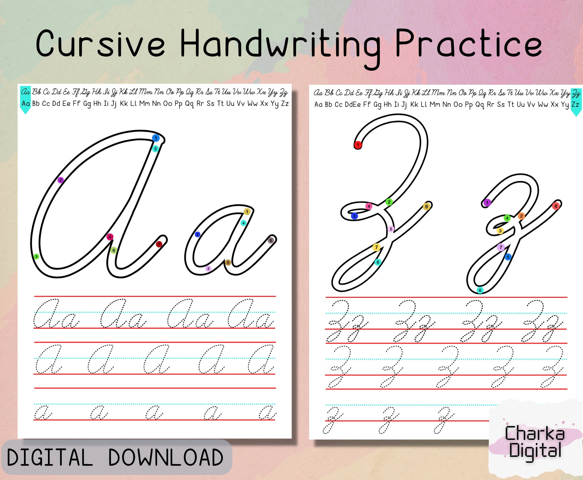 Hojas de trabajo de escritura a mano en cursiva, calco de letras del  alfabeto en cursiva, hojas de trabajo del alfabeto imprimibles, aprender  cursiva - Etsy México, image size:2454x2020