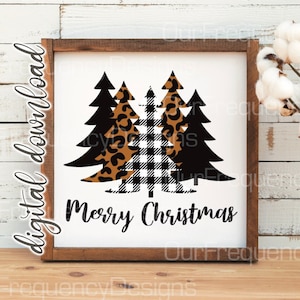 Merry Christmas Cheetah SVG, Buffalo Plaid Christmas Tree svg, Merry Christmas SVG, Buffalo Plaid Cheetah Tree SVG, Xmas tree, Cricut