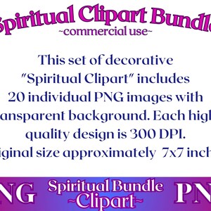 Pu&ograve; includere: Un download digitale di 20 immagini PNG individuali con sfondi trasparenti. Le immagini sono a 300 DPI e misurano circa 17,8 cm per 17,8 cm. Le immagini sono a tema spirituale e sono perfette per l'uso in progetti digitali.