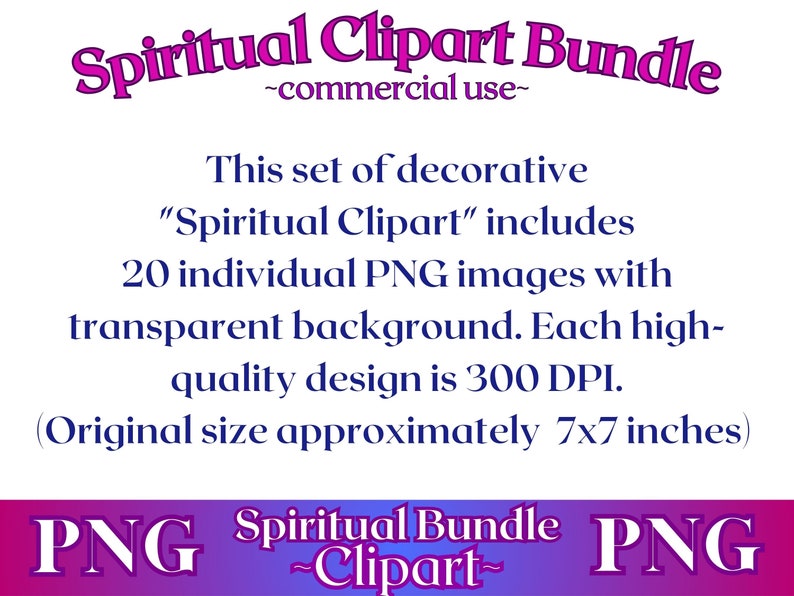 Pu&ograve; includere: Un download digitale di 20 immagini PNG individuali con sfondi trasparenti. Le immagini sono a 300 DPI e misurano circa 17,8 cm per 17,8 cm. Le immagini sono a tema spirituale e sono perfette per l'uso in progetti digitali.