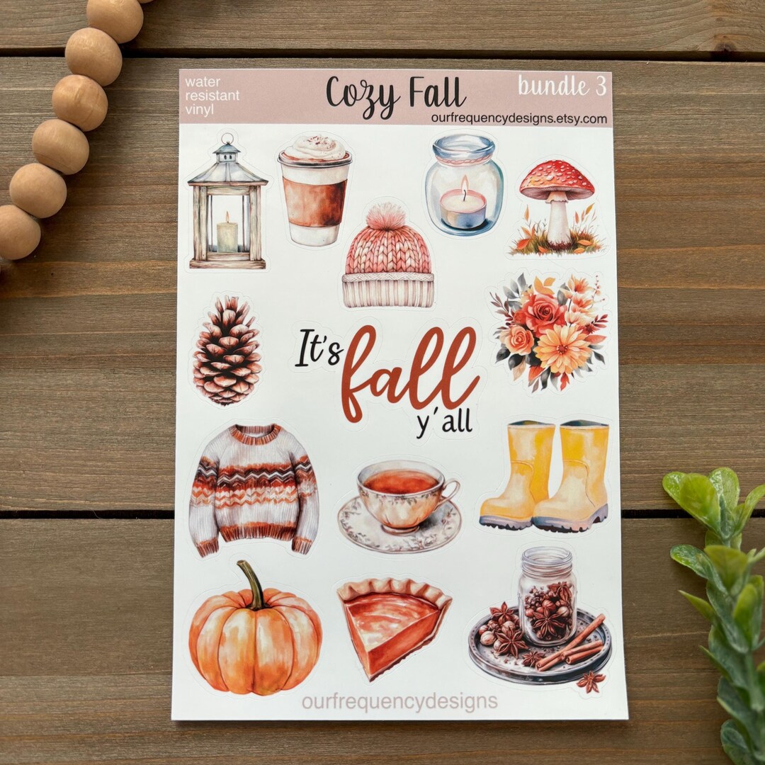 Sticker Sheet Cozy Fall, It's Fall Y'all, Autumn Stickers, Planner ...