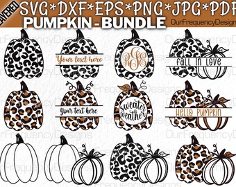 Leopard Pumpkin Monogram SVG, Leopard Pumpkin Svg, Fall SVG, Pumpkin Svg Bundle, Cheetah Print Svg, Cricut, Silhouette, Glowforge
