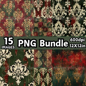 Weihnachts-Digitalpapier, Damast-Weihnachtspapier, druckbare Weihnachtshintergründe, festliche digitale Papiersammlung, beunruhigtes Scrapbook PNG