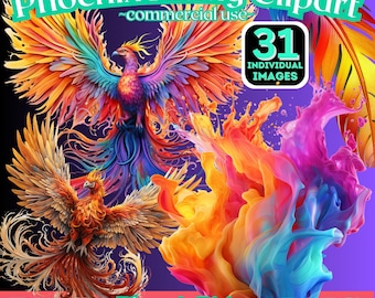 Clipart Phoenix Rising, png fenice acquerello, clipart fenice arcobaleno, bundle png uccello mitico, clipart spirituale, png fenice arcobaleno