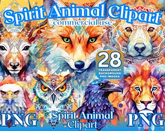 Spirit Animal Clipart, Celestial Animals Png, magical animal clipart, spiritual animal png, spirit animal clipart bundle commercial use