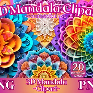 3D Mandala Clipart, Spiritual Sublimation Png Bundle, Yoga clipart bundle, Mandala png, spiritual clipart, mandala sublimation, yoga png