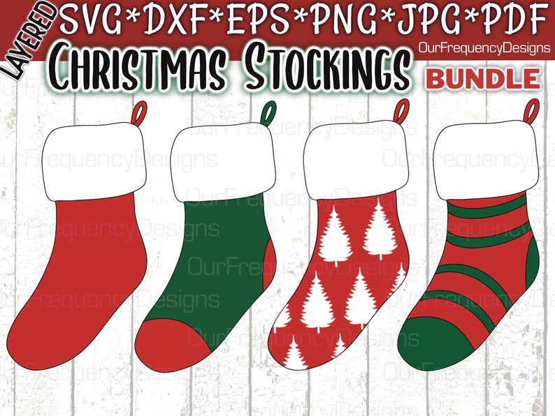 Stockings Svg Christmas Bundle, Christmas Stockings Clipart, Layered