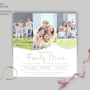 Family Minis Session Template, Photography Marketing, Canva Family Mini Sessions, Mini Sessions, PHOTOSHOP Template # 409